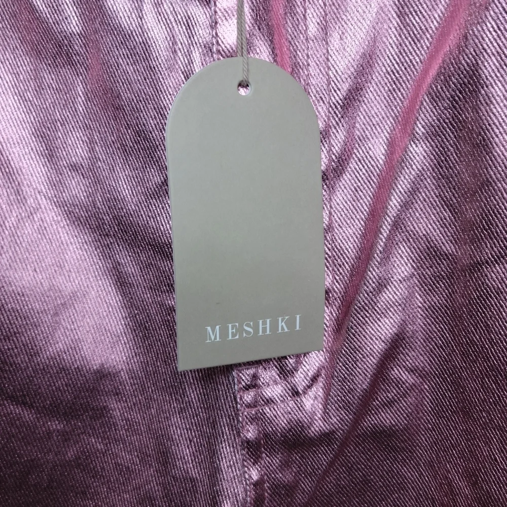 Meshki Minnie Metallic Pink Straight Jeans Size M